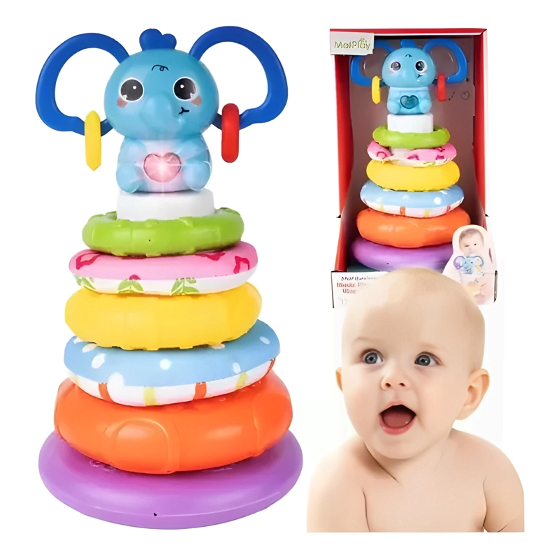TORRE APILABLE DE ENCAJE MUSICAL DE ELEFANTE PARA BEBES - 3