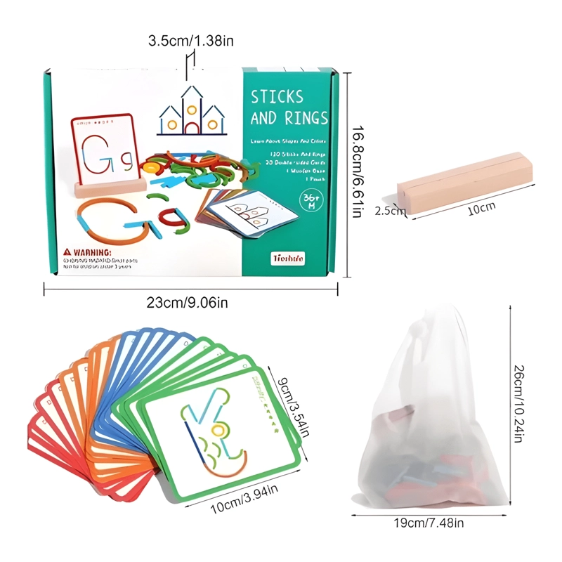 PALOS Y ANILLOS DE MADERA JUEGO INTELIGENCIA MONTESSORIO #15 - 1