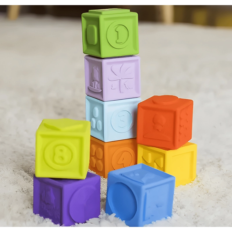 JUGUETE DE 12 CUBOS DE BEBE S APILABLE MONTESSORI SILICONA #2 - 2