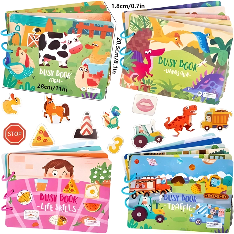 LIBRO SENSORIAL DIDACTICO MONTESSORI CON VELCRO NIÑOS GRANJA - 3