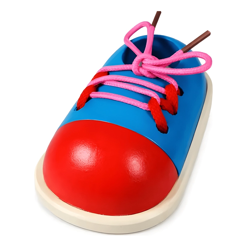 JUEGO DIDACTICO MOTRICIDAD FINA ZAPATOS ENHEBRAR PARA NIÑOS - 1