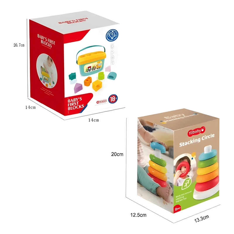 PACK BALDE PRIMEROS BLOQUES CON TORRE APILABLE ANILLOS BEBE - 2