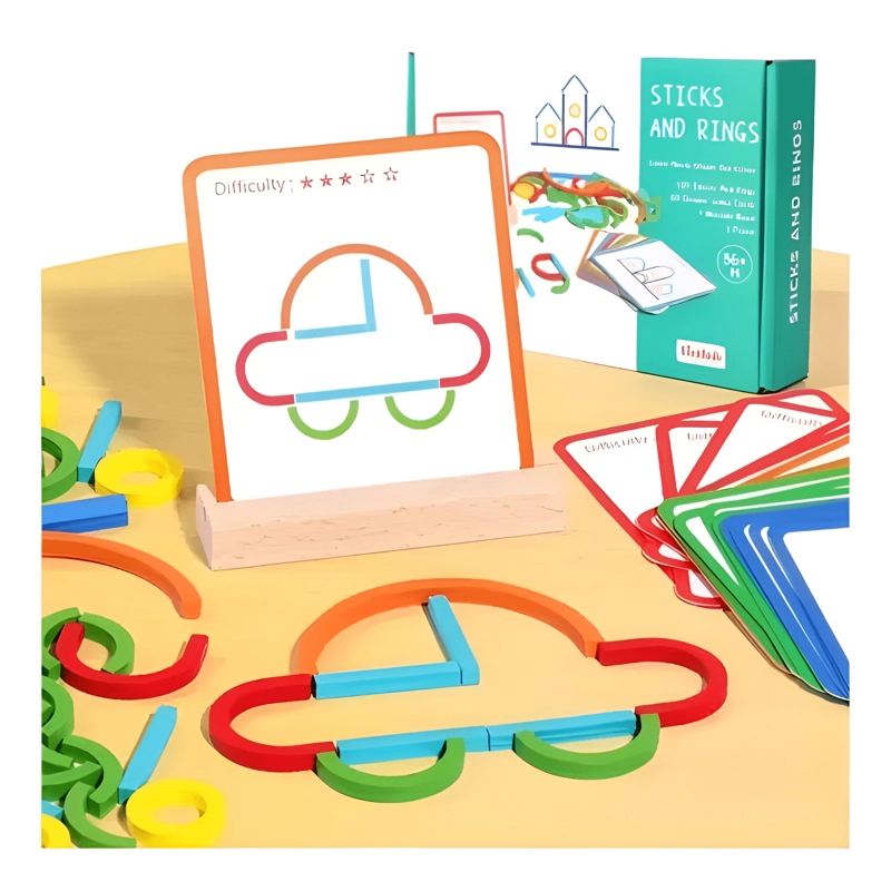 PALOS Y ANILLOS DE MADERA JUEGO INTELIGENCIA MONTESSORIO #10 - 4