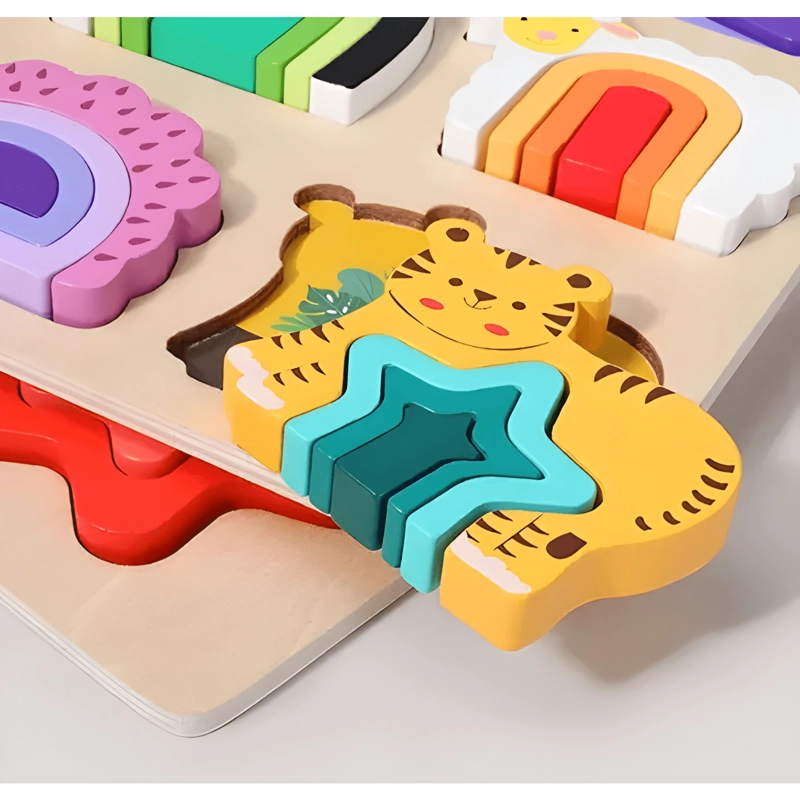JUEGO DE ENCAJE Y APILACION DE ANIMALES PARA NIÑOS MADERA #2 - 1