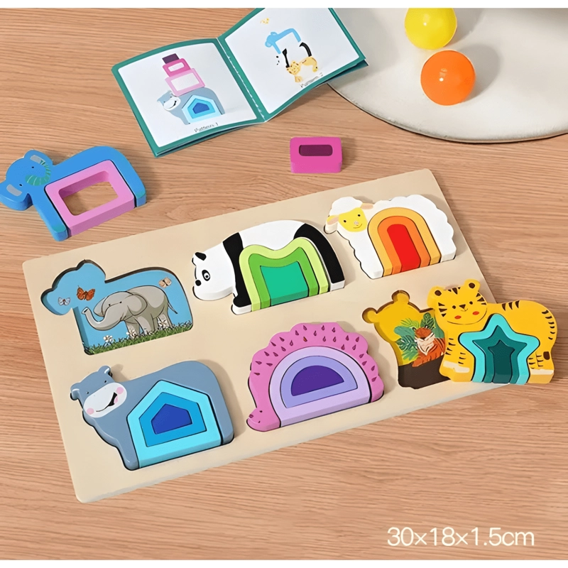 JUEGO DE ENCAJE Y APILACION DE ANIMALES PARA NIÑOS MADERA #2 - 2