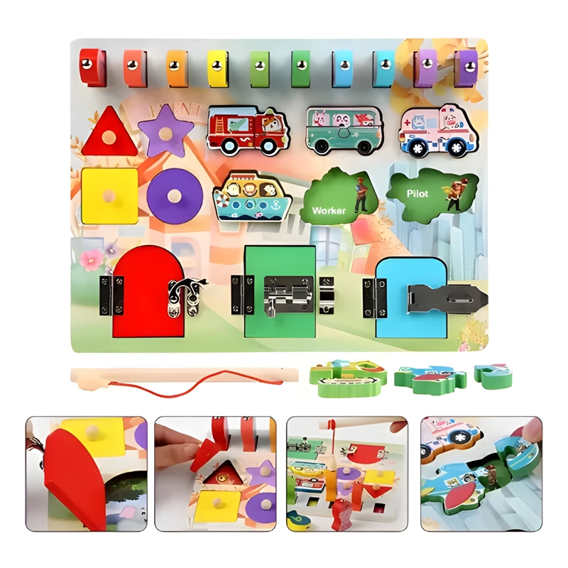 TABLERO MONTESSORI PESCA Y ENCAJE JUGUETE SENSORIAL NIÑOS - 1
