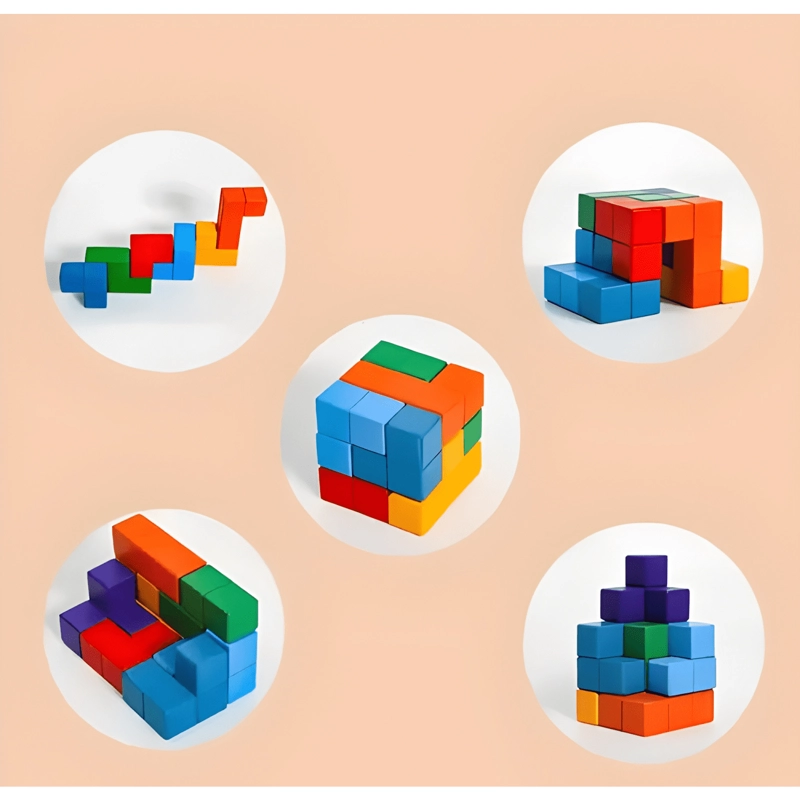 JUEGO DIDACTICO DE MADERA CUBO SOMA - 2