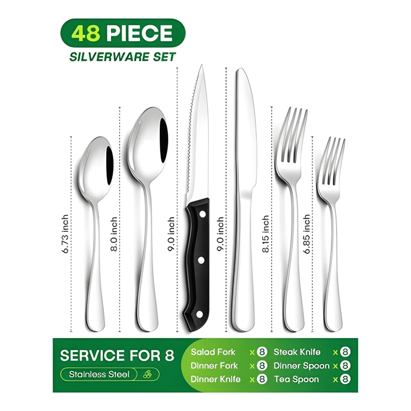 SET 48 PIEZAS CUBIERTOS CUCHILLERIA ACERO INOXIDABLE #2 - 1