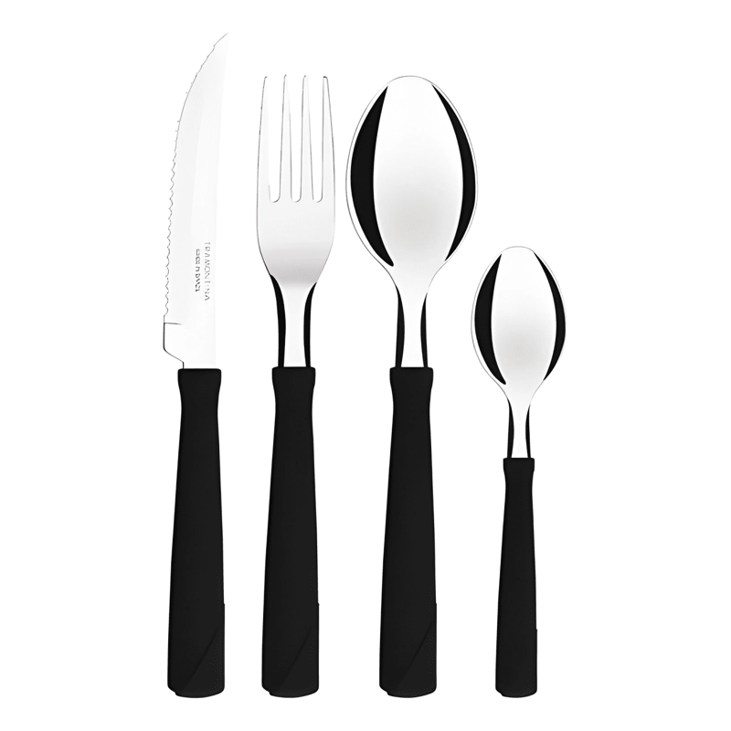 JUEGO DE CUBIERTOS NEW EN PLASTICO 24 PZAS NEGRO - 1