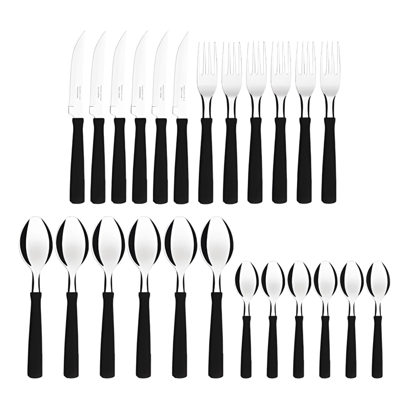 JUEGO DE CUBIERTOS NEW EN PLASTICO 24 PZAS NEGRO - 2