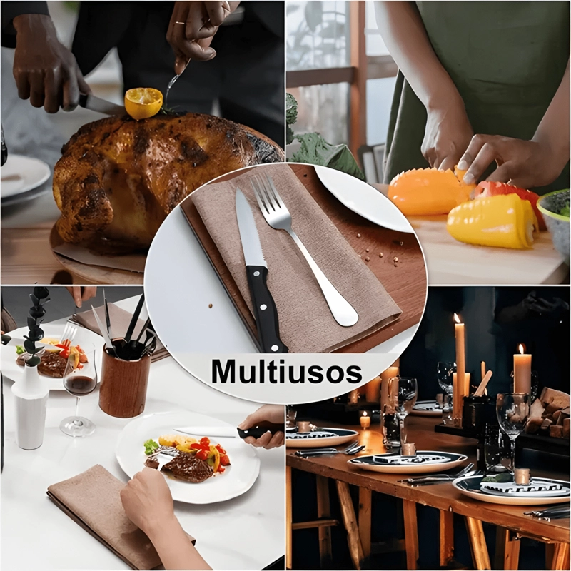 SET 48 PIEZAS CUBIERTOS CUCHILLERIA ACERO PLATEADO - 2