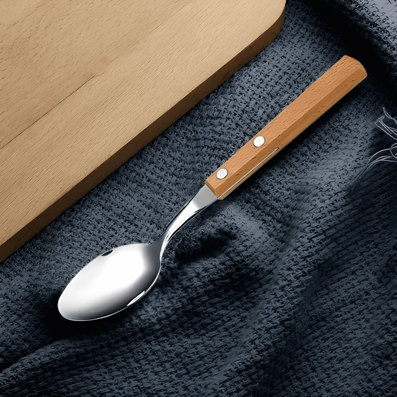 SET DE CUBIERTOS PARA ASADO 6 PIEZA CUCHILLERIA MANGO MADERA - 1