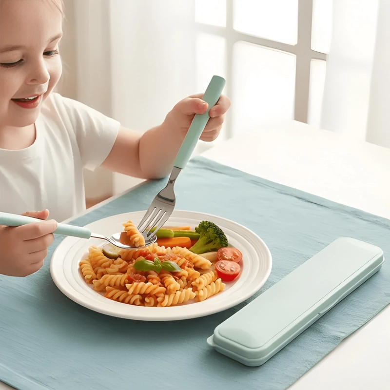 SET DE CUBIERTOS ACERO INOX CUCHARA Y TENEDOR NIÑOS ESTUCHE - 1