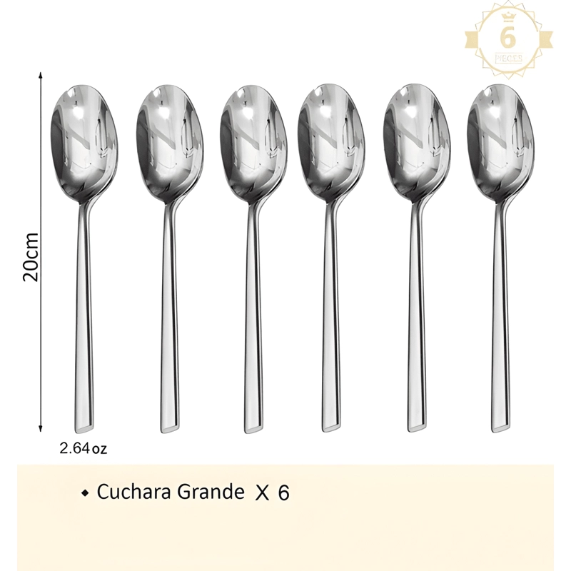 SET CUBIERTOS LUJO 6 PIEZAS CUCHILLERIA CUCHARA PLATEADO - 1