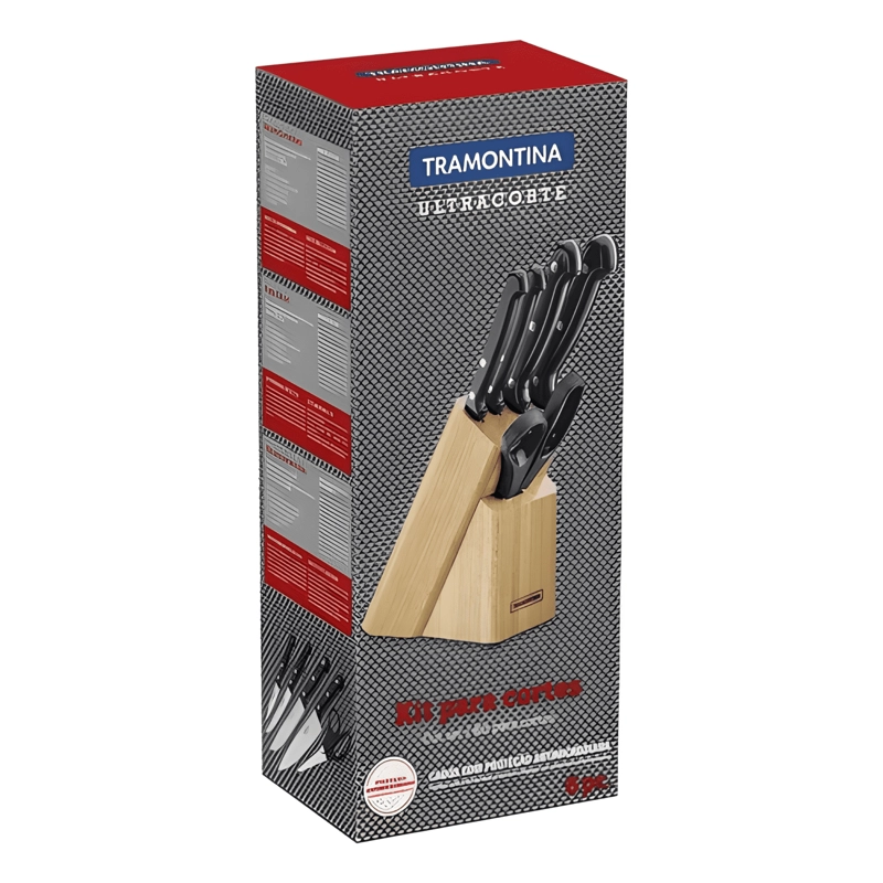 JUEGO CUCHILLOS LAMINAS ACERO INOXIDABLE, MANGOS NEGRO - 3