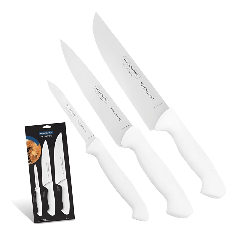 JUEGO CUCHILLOS PREMIUM 3 PIEZAS ACERO INOXIDABLE BLANCO - 1