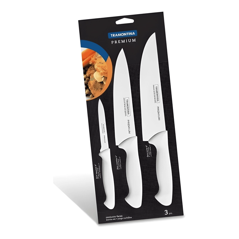 JUEGO CUCHILLOS PREMIUM 3 PIEZAS ACERO INOXIDABLE BLANCO - 2