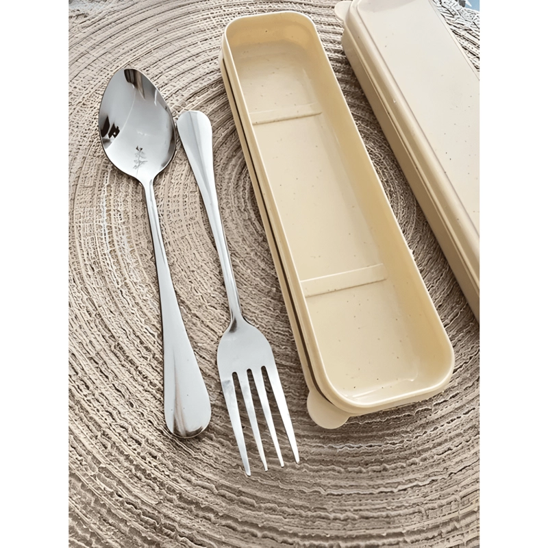 SET 2 CUBIERTOS METALICOS CON ESTUCHE PARA SERVICIO PORTATIL - 2