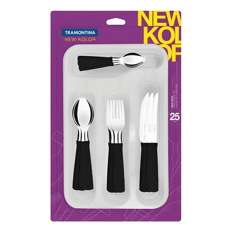 JUEGO CUBIERTOS NEW KOLOR LAMINAS ACERO INOXIDABLE NEGRO - 3