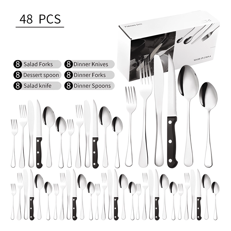 SET 48 PIEZAS CUBIERTOS CUCHILLERIA ACERO INOXIDABLE #5 - 2