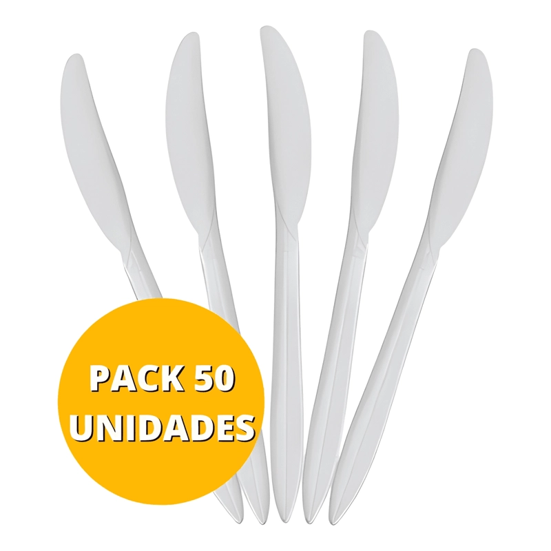 CUCHILLO BIODEGRADABLE COMPOSTABLE PACK 50 UNIDADES BLANCO - 1