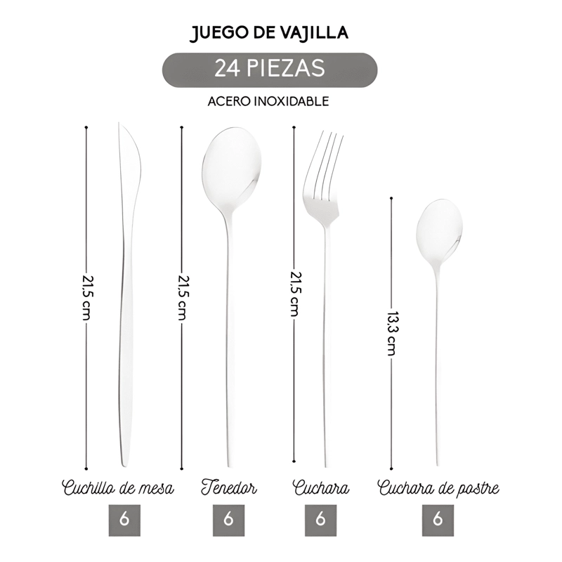 SET DE CUBIERTOS ACERO INOXIDABLE SERVICIO 24 CUCHILLERIA #2 - 1