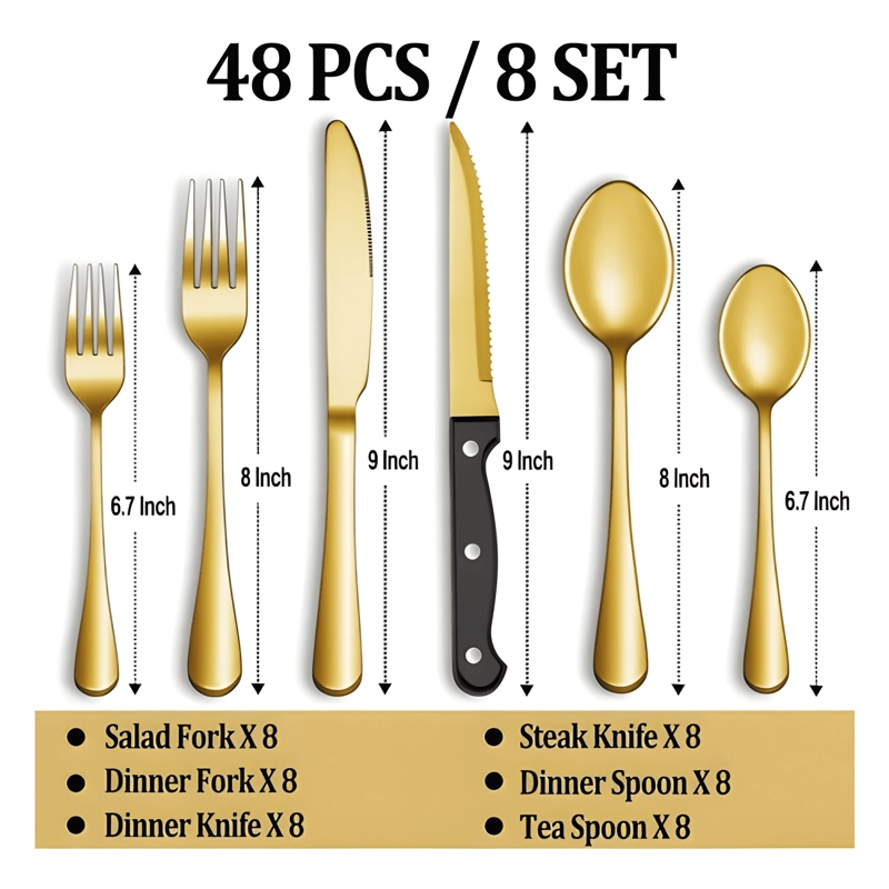SET 48 PIEZAS CUBIERTOS CUCHILLERIA ACERO INOXIDABLE #1 - 1