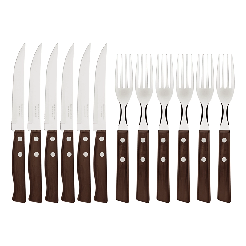 JUEGO PARA ASADO 12 PZAS EN MADERA NATURAL CAFE  #4 - 1