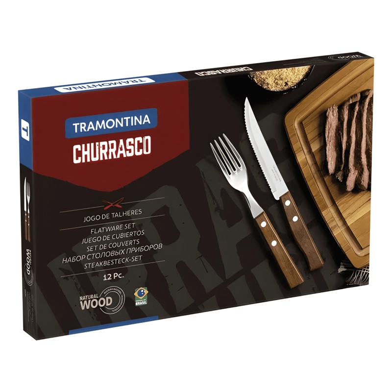 JUEGO PARA ASADO 12 PZAS EN MADERA NATURAL CAFE  #4 - 2