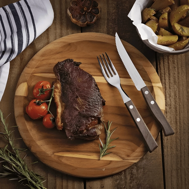 JUEGO PARA ASADO 12 PZAS EN MADERA NATURAL CAFE  #4 - 4