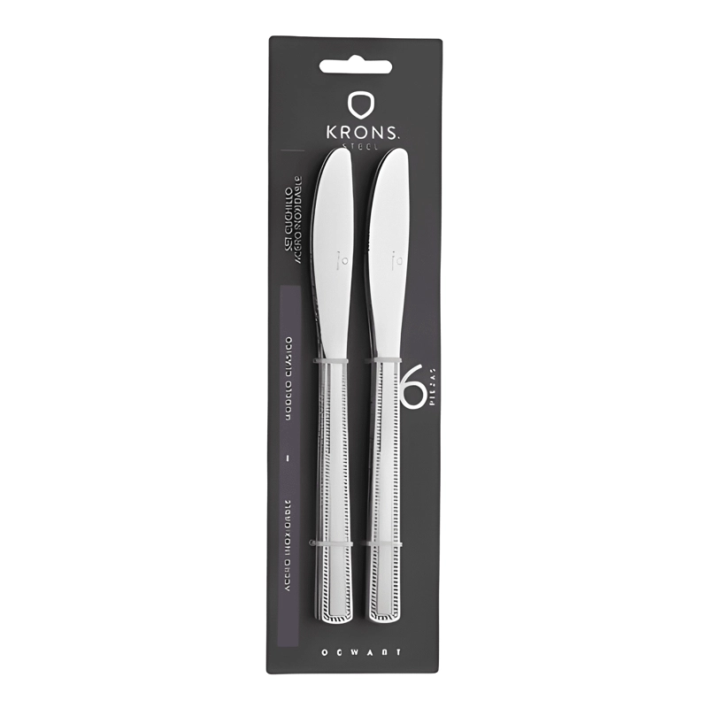 SET 6 CUCHILLOS DE MESA PERLADOS BLISTER ACERO INOXI - 3