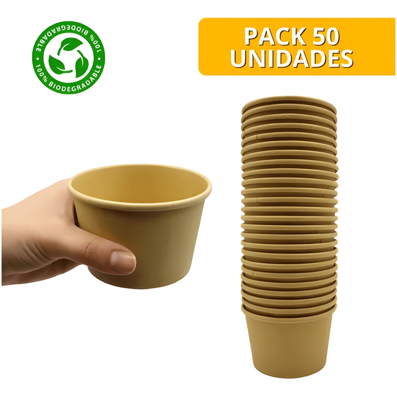 VASO POLIPAPEL KRAFT PARA HELADO Y SOPA 8 OZ 25U - 4