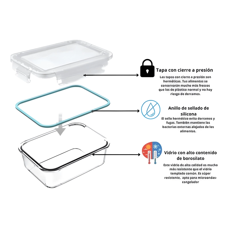 TAPER HERME TICO VIDRIO TEMPLADO RECTANGULAR 10U #2 - 1