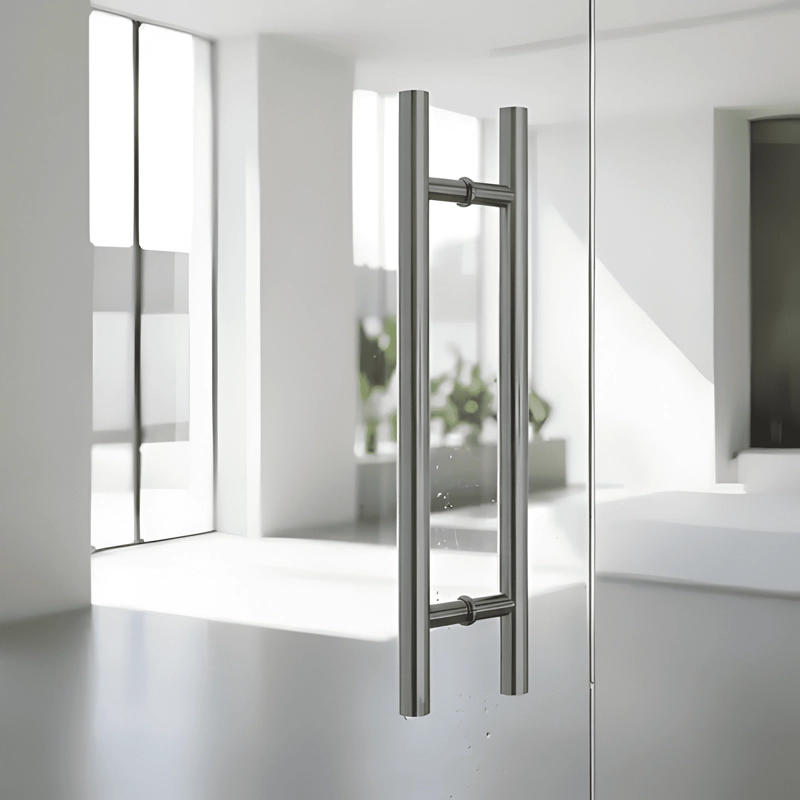 MANILLON DOBLE ACERO INOX 100 CM PUERTA MADERA Y CRISTAL #5 - 2