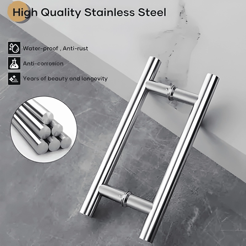 MANILLON DOBLE ACERO INOX 100 CM PUERTA MADERA Y CRISTAL #5 - 4