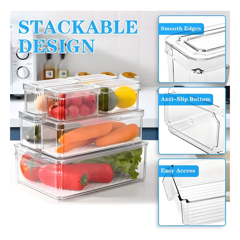 ORGANIZADOR REFRIGERADOR SET 7 CONTENEDORES CON TAPA - 4