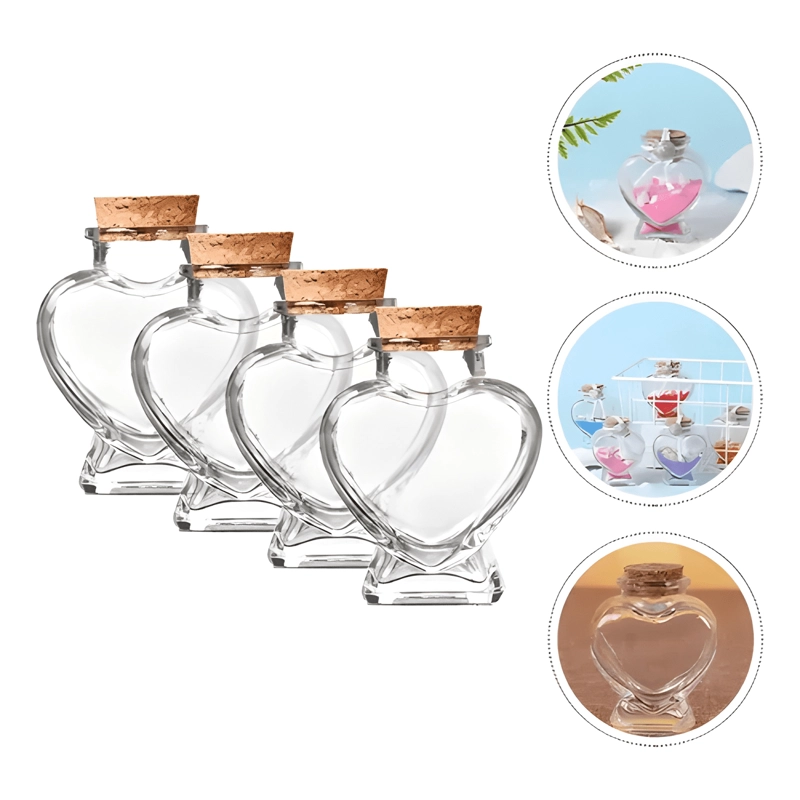 PACK 12 BOTELLAS CORAZON VIDRIO 150 ML TAPA CORCHO - 2