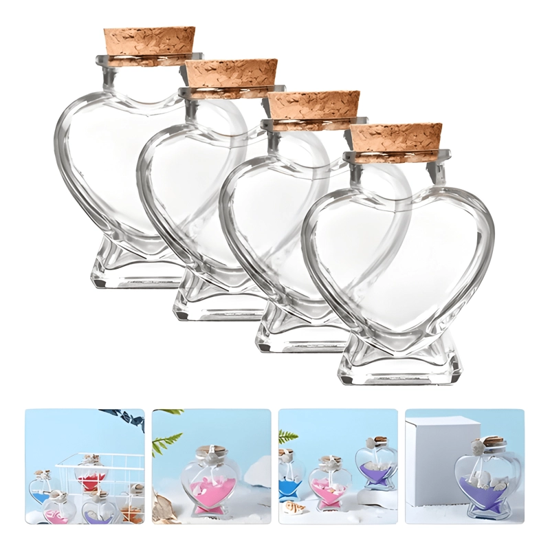 PACK 12 BOTELLAS CORAZON VIDRIO 150 ML TAPA CORCHO - 3