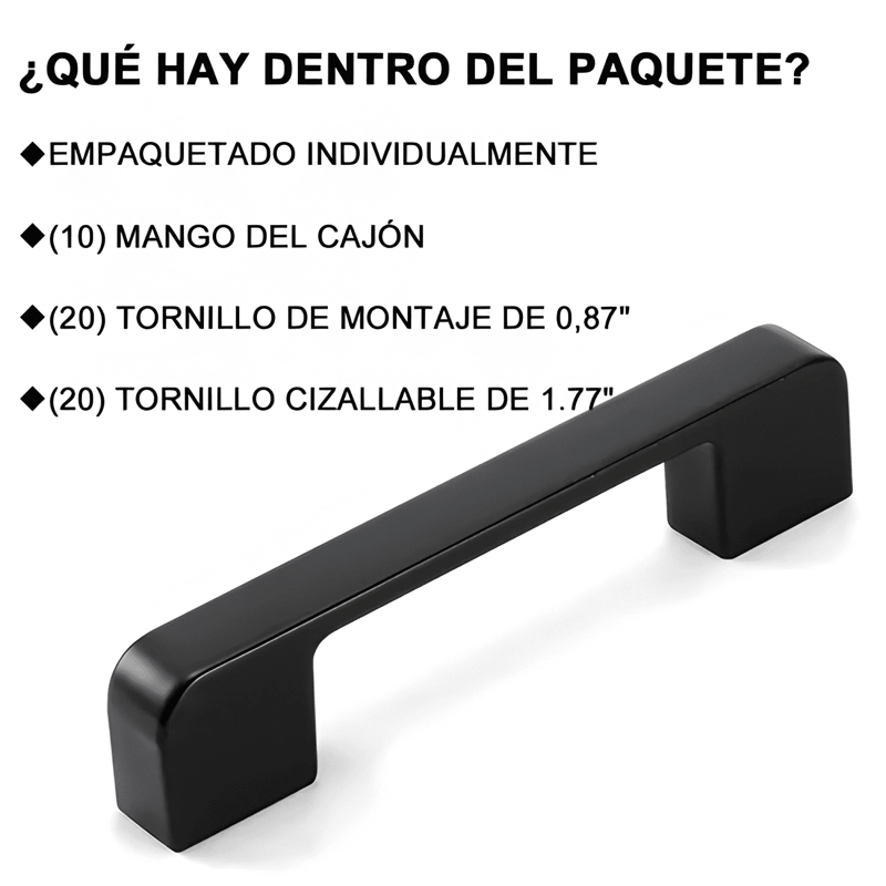TIRADOR COCINA Y CAJONES 5 PULGADAS 10 PIEZAS, NEGRO - 2