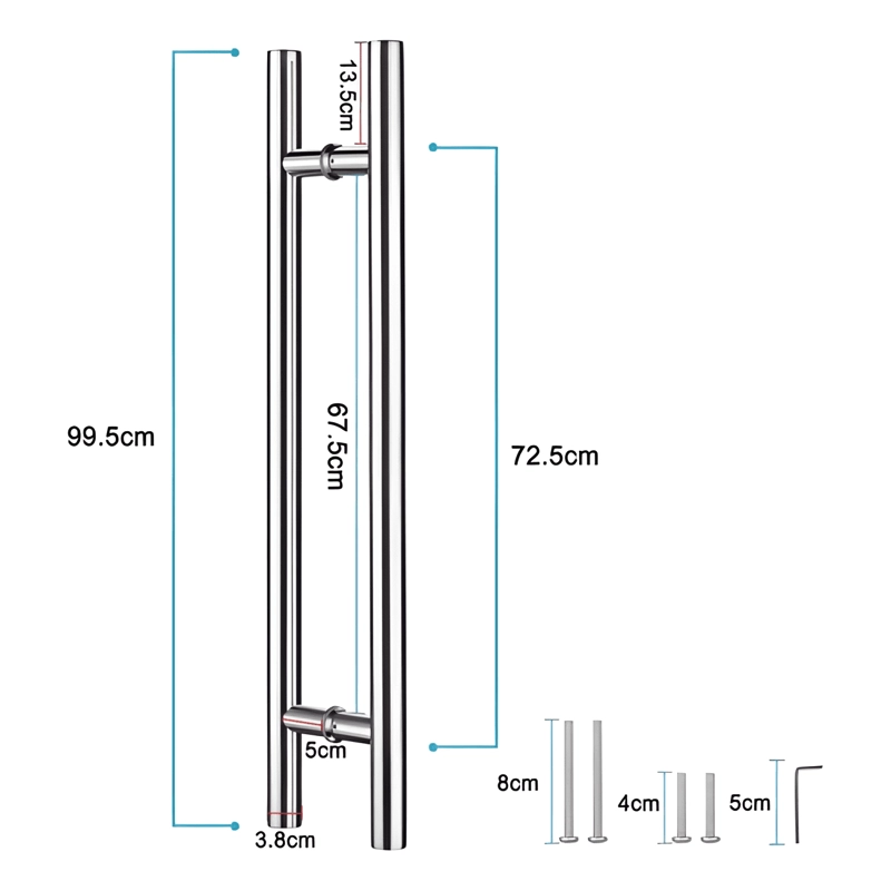 MANILLON DOBLE ACERO INOXIDABLE 100 CM PARA PUERTA MADERA #3 - 1