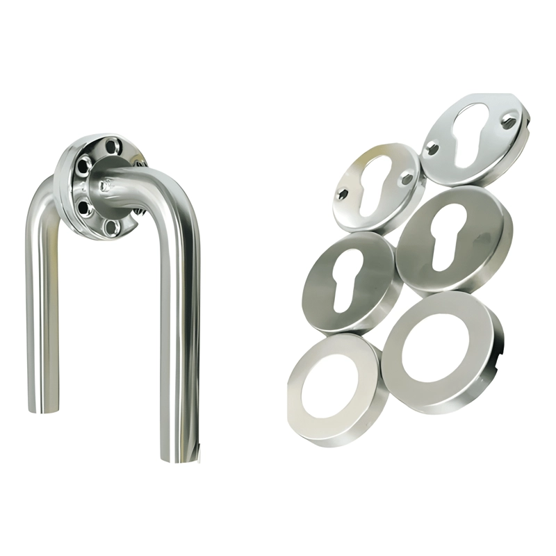 MANILLA DOBLE TIPO R INOX PARA PUERTAS Y VENTANAS, CROMADA - 2