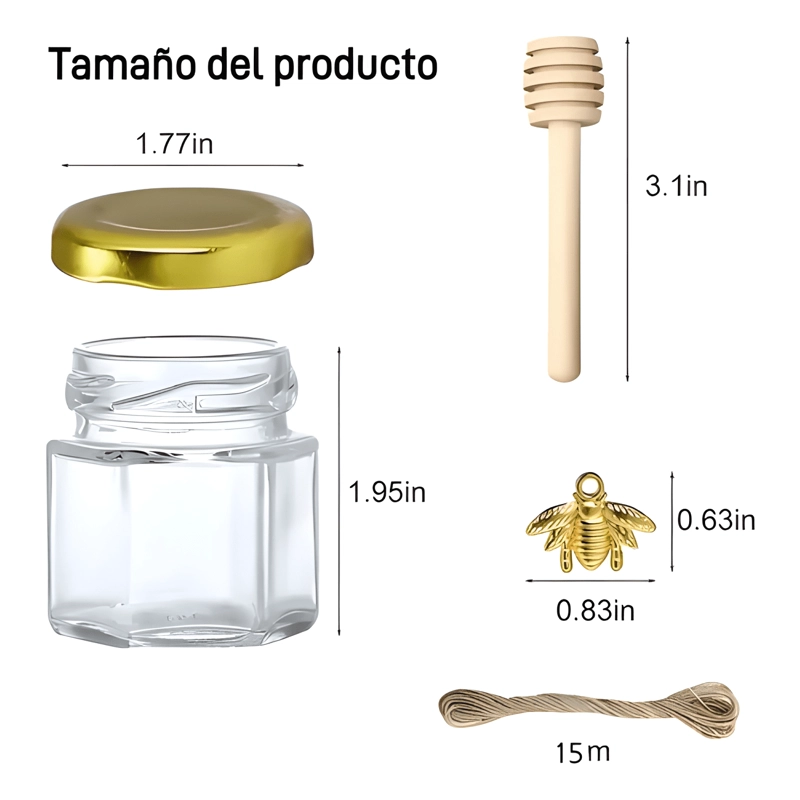 FRASCO VIDRIO MINI MIEL HEXAGONAL 45 ML CON TAPA 20U #2 - 1