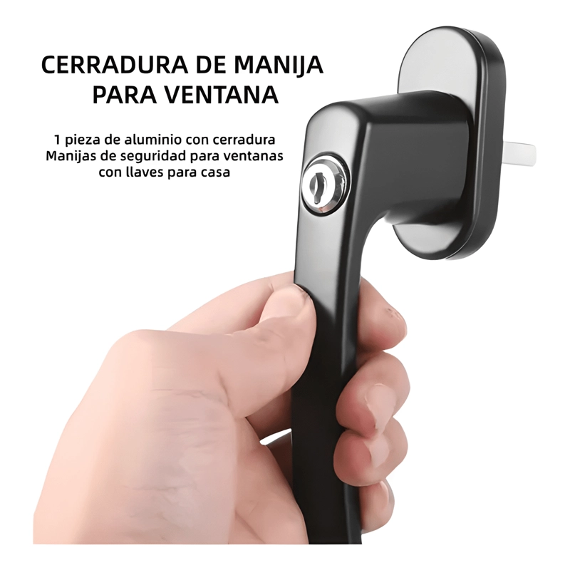 PACK 2 MANILLAS RECTAS CON LLAVE VENTANAS PVC Y ALUMINIO - 3