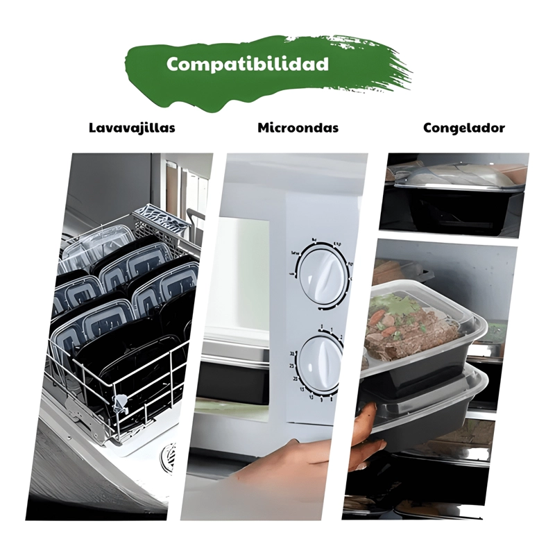 ENVASE MEAL PREP 2 COMPARTIMENTOS REUTILIZABLE 710 ML 10U - 1