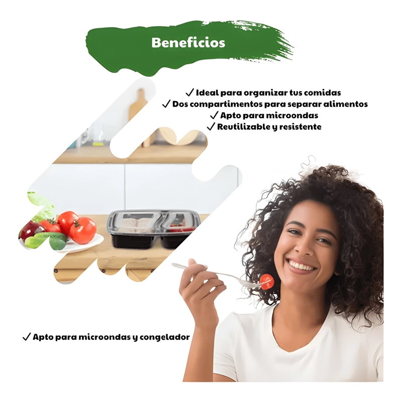 ENVASE MEAL PREP 2 COMPARTIMENTOS REUTILIZABLE 710 ML 10U - 3