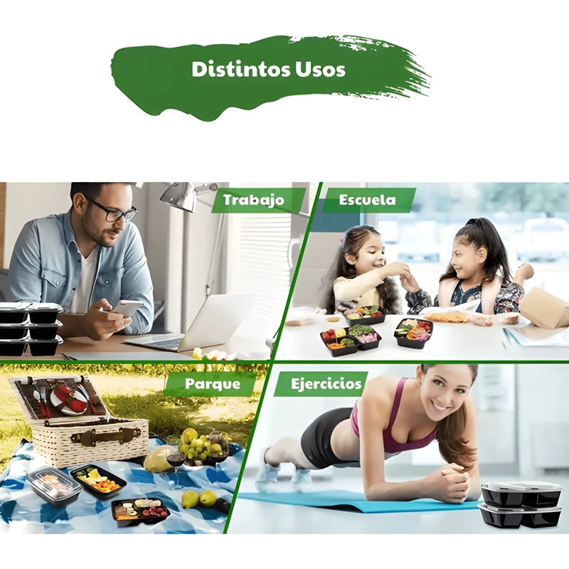ENVASE MEAL PREP 2 COMPARTIMENTOS REUTILIZABLE 710 ML 10U - 4