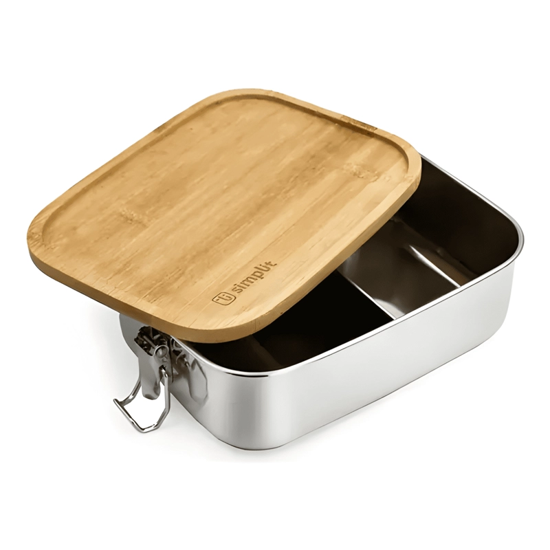 TUPPER DE ACERO INOXIDABLE TAPA MADERA 800 ML - 1