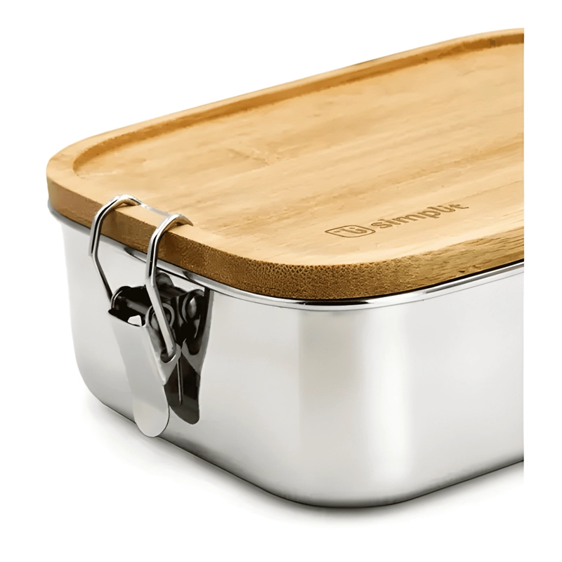 TUPPER DE ACERO INOXIDABLE TAPA MADERA 800 ML - 2
