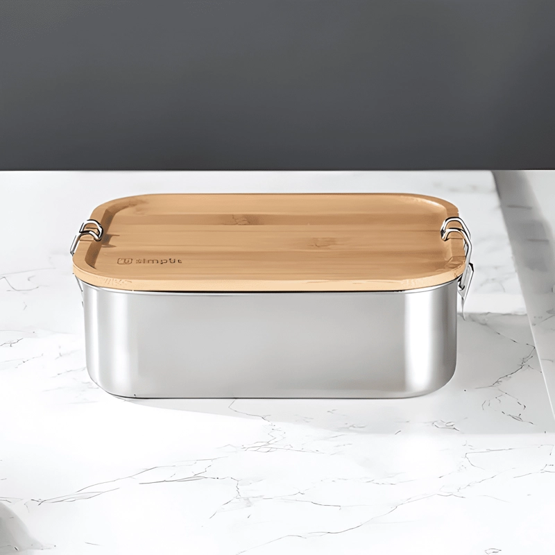 TUPPER DE ACERO INOXIDABLE TAPA MADERA 800 ML - 4