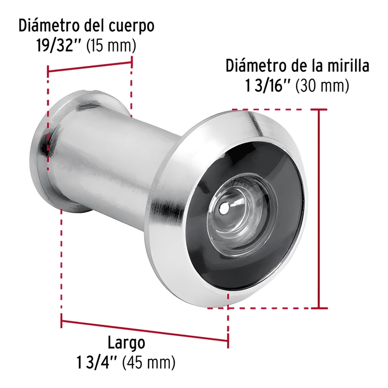 OJO MAGICO PARA PUERTA 140°, CROMO MATE #2 - 4